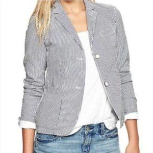 ⬇️⬇️ GAP White Navy Vertical Pinstripe Blazer 4